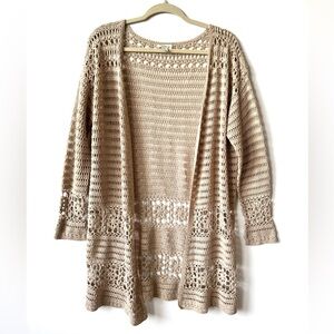 Sundance Beige Crochet Fosette Cardigan